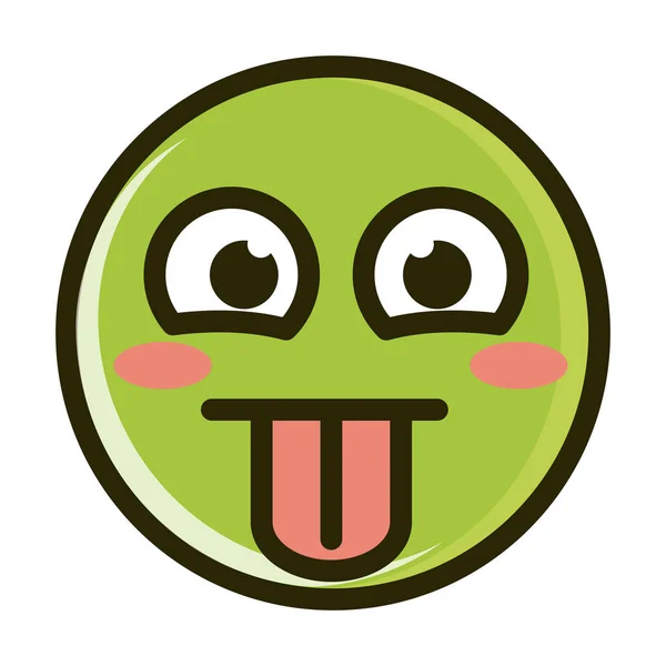 Coincé langue drôle smiley émoticône visage expression ligne et remplir icône — Image vectorielle