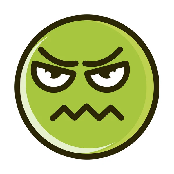 Frowning funny smiley emoticon face expression line and fill icon — Stock Vector