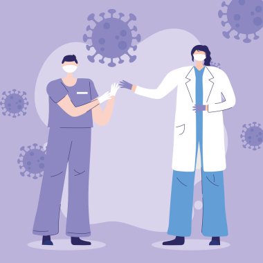 Teşekkürler, doktorlar, hemşireler, kadın hekim ve maskeli hemşire.