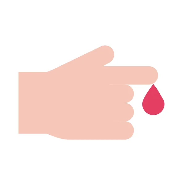 Mano gota de sangre donación cuidado de la salud médico icono de estilo plano — Vector de stock