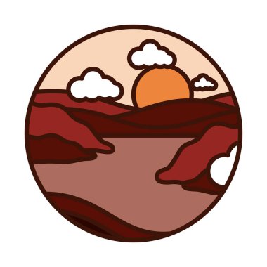 manzara doğası gün batımı tepeleri nehir kırsal sınırı ve ikonu doldurur