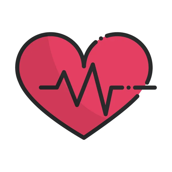 Pulsação cardíaca equipamentos de saúde linha médica e ícone de preenchimento —  Vetores de Stock