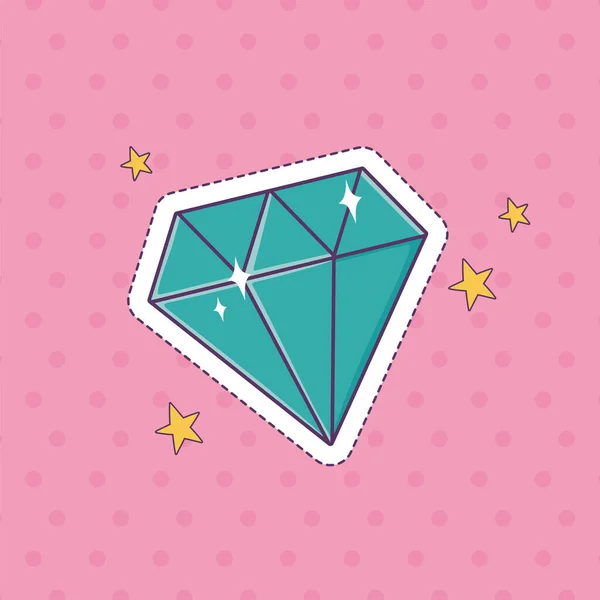 Diamond gem patch fashion badge sticker decoration icon — Stock Vector