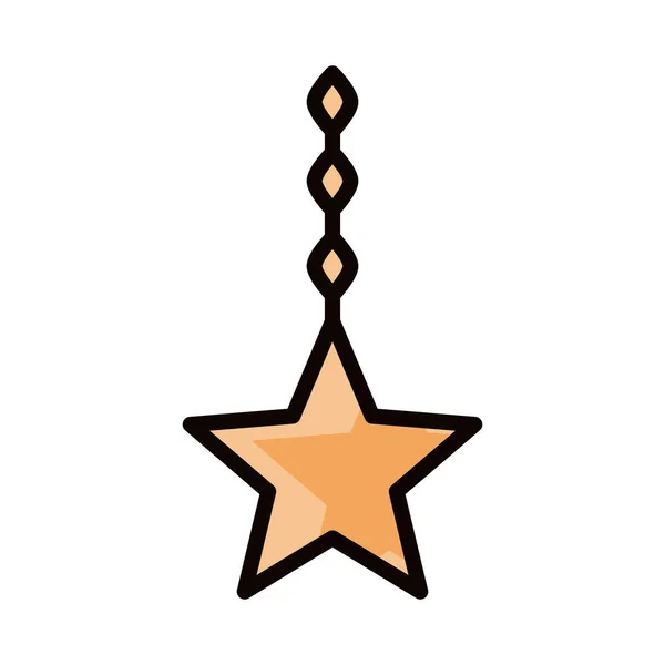 Pendaison étoile ornement eid moubarak islamic religion célébration ligne et remplir icône — Image vectorielle