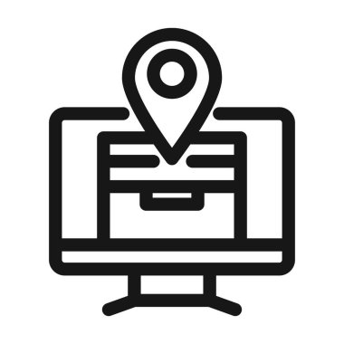 kargo hizmeti lojistik karton kutu konumu çevrimiçi bilgisayar satırı simgesi