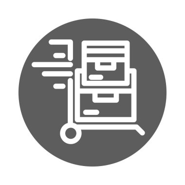 kargo hizmeti lojistik karton kutusunu el arabasının ulaşım engelleme simgesinde