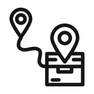 kargo hizmeti lojistik karton kutu GPS navigasyon takip çizgisi çizgisi simgesi