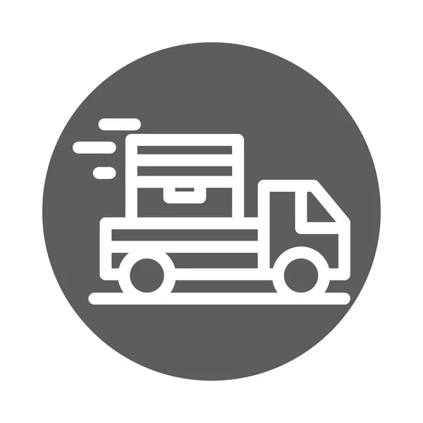 Lastbil med paket leverans gods tjänst logistik block stil ikon — Stock vektor