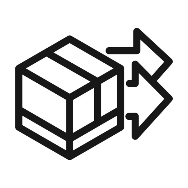 Livraison cargaison service logistique boîte en carton style ligne icône — Image vectorielle