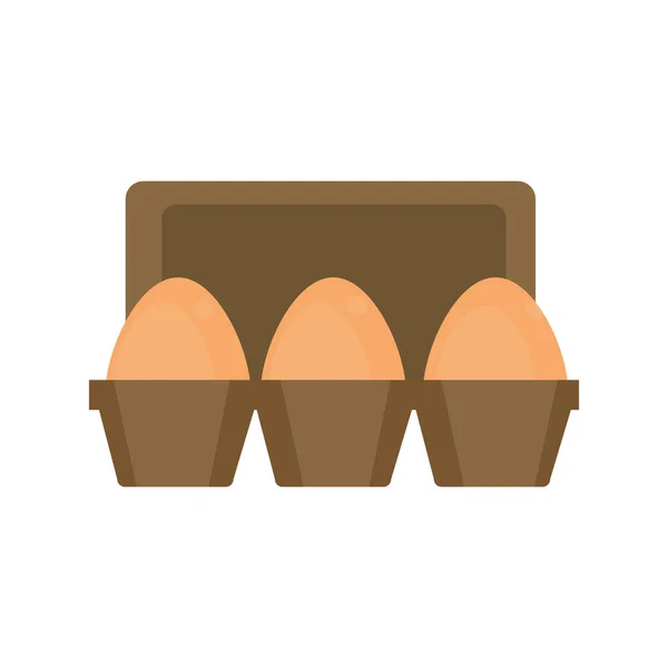 Chicken egg in box breakfast product food flat style icon — Stock Vector