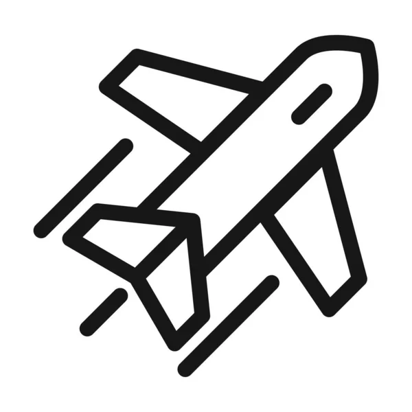 Voo avião transporte comercial linha estilo ícone — Vetor de Stock