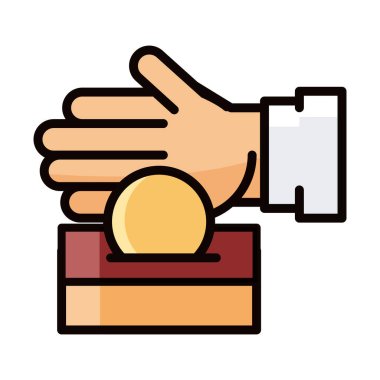 Bozuk paralarla el. Mübarek bayramı İslami dini kutlama hattı. Ve simgeyi doldur.