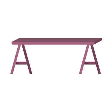 Tahta masa mobilyaları beyaz arkaplanda izole edilmiş simge