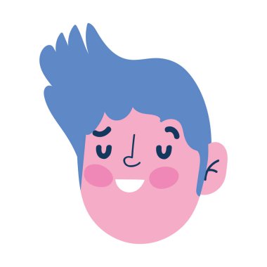 çocuk beyaz arkaplanda izole edilmiş karakter avatarıyla yüzleşir