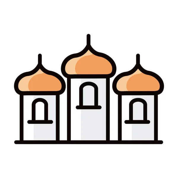 Línea sagrada mezquita religiosa islámica eid mubarak y llenar icono — Vector de stock