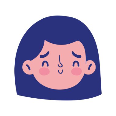 kız yüzü karakteri beyaz arkaplanda izole edilmiş simge