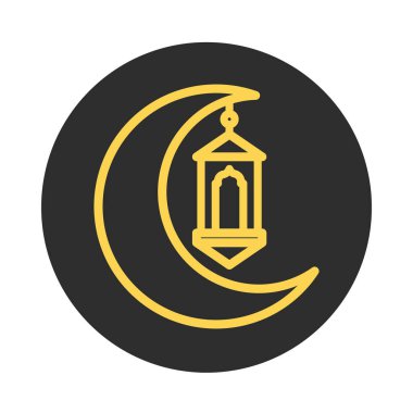 Fenerli yarım ay bayram bayramı dini kutlama bloğu ve çizgi simgesi
