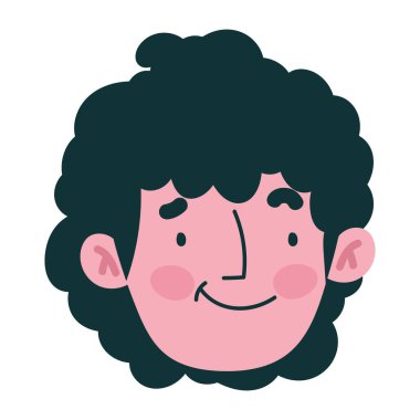 Genç adam karakter çizgi filminde beyaz arkaplanda izole edilmiş bir simge ile karşı karşıya