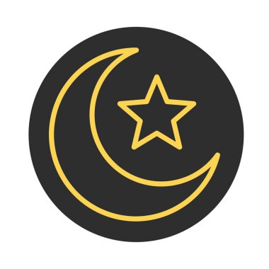 Ay yıldızı Mübarek İslami dini kutlama bloğu ve çizgi simgesi