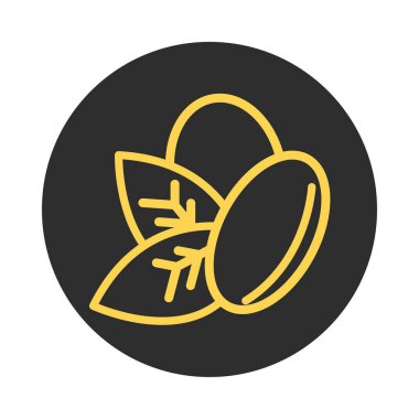 Kahve tohumu organik ürün bloğu ve çizgi simgesi bırakıyor