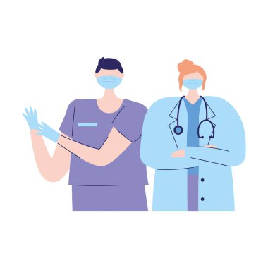 Doktor hemşirelere, kadın hekime ve koruyucu maskeli hemşireye teşekkürler.