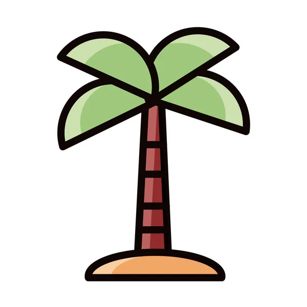 Tropikal palmiye ağacı bitki örtüsü çizgisi ve ikonu doldur — Stok Vektör