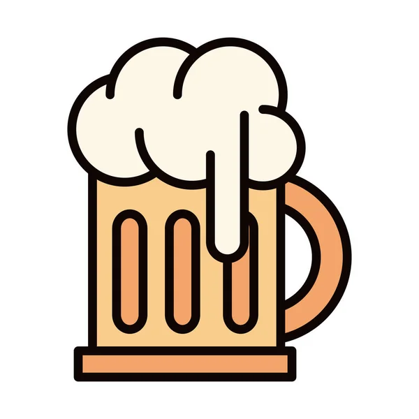 Piwo szklanka pianka pić uroczystości linii i wypełnić ikonę — Wektor stockowy