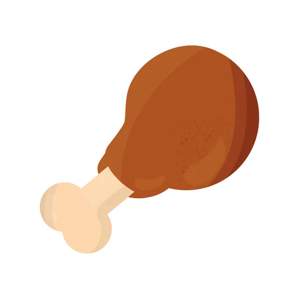 Pollo asado pierna comida rápida icono de estilo plano — Archivo Imágenes Vectoriales