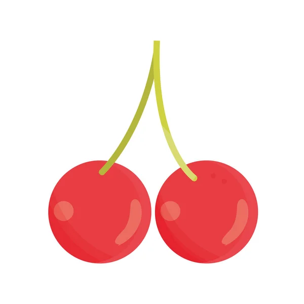 樱桃果实收获新鲜食物扁平风格图标 — 图库矢量图片