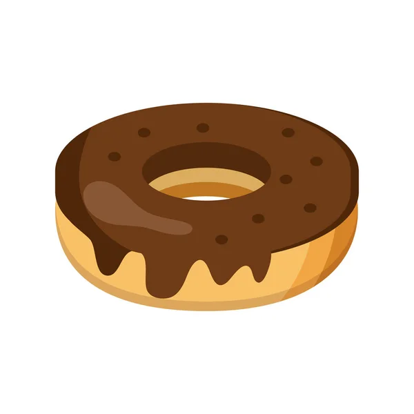 Икона сладкого пончика с плоской едой — стоковый вектор