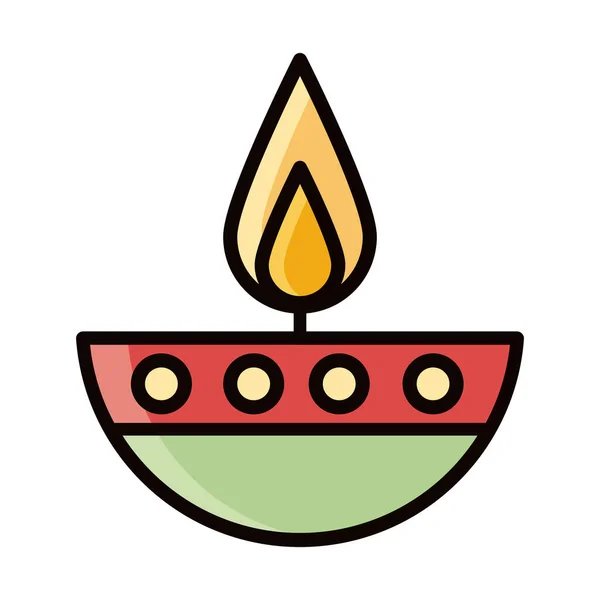 Hořící svíčka náboženské Eid Mubarak islámské náboženské oslavy řádek a vyplnit ikonu — Stockový vektor