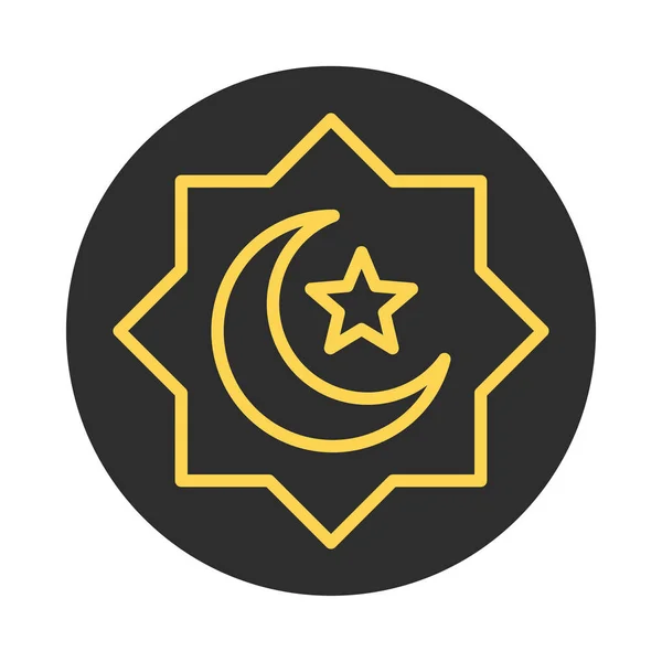 Eid moubarak islamic religieux ornement lune étoile bloc et ligne icône — Image vectorielle
