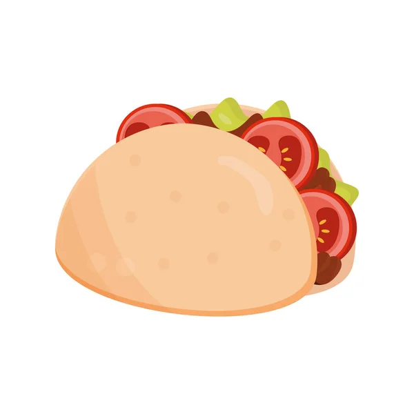 Mexikói taco menü gyorsétterem lapos stílusú ikon — Stock Vector