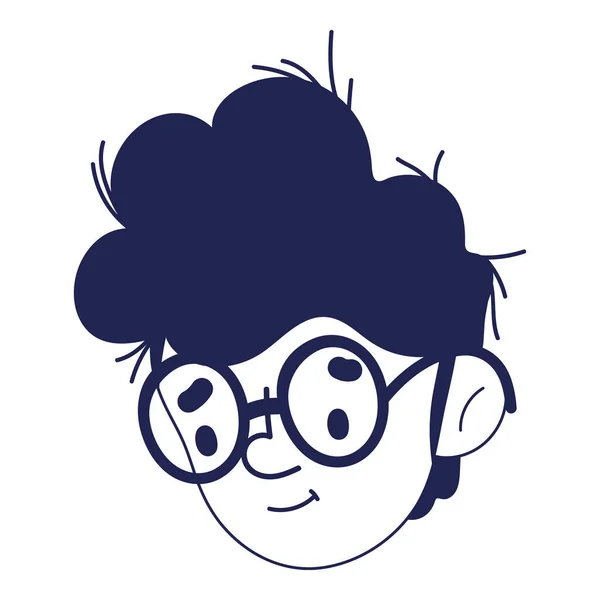 Jongen gezicht karakter avatar geïsoleerde pictogram op witte achtergrond — Stockvector