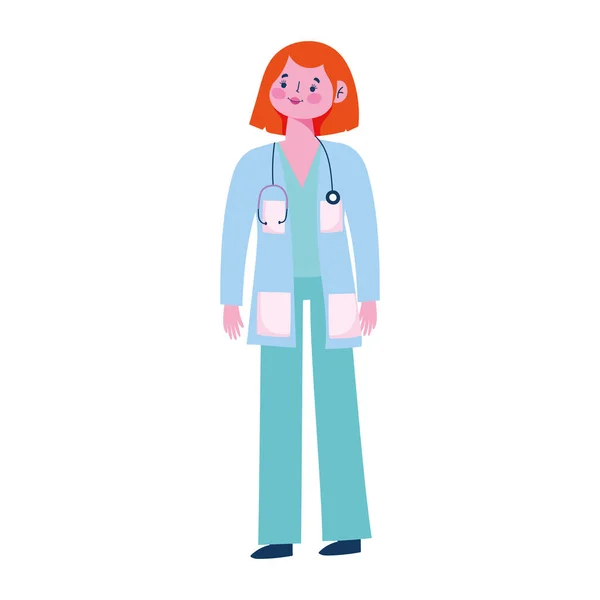 แพทย์หญิงพนักงานมืออาชีพที่มีสเตโตสโกปการแพทย์ — ภาพเวกเตอร์สต็อก