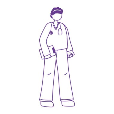 kadın hemşire karakter çalışanı tıbbi tecrit tasarımı