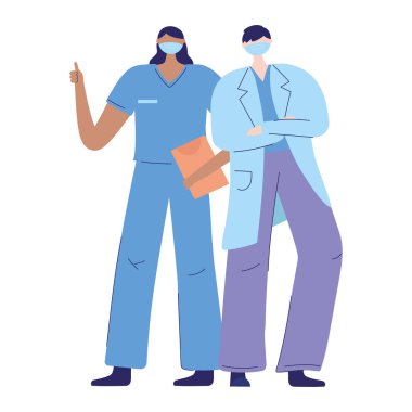 Doktor hemşirelere, kadın hemşirelere ve koruyucu maske takan erkek doktorlara teşekkürler.