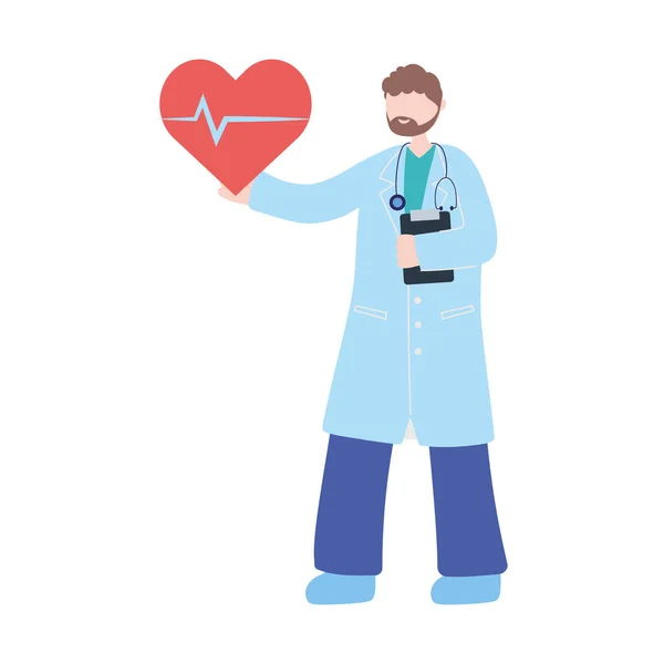 Díky lékaři zdravotní sestry, lékař s tlukot srdce lékařské pomoci — Stockový vektor