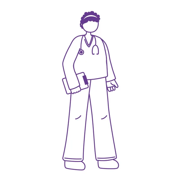 Personale infermiere donna personaggio operaio progettazione medica isolata — Vettoriale Stock