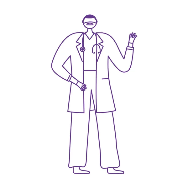 Medizinisches Personal professioneller Arzt mit Maske und Stethoskop — Stockvektor