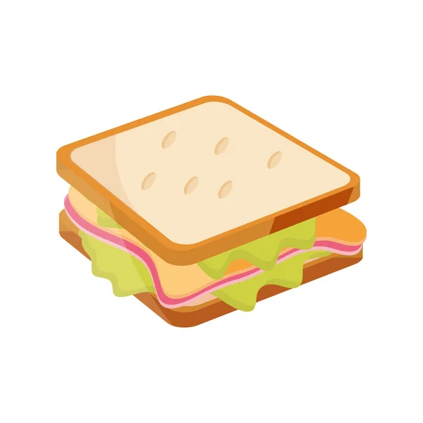 Sandwich snack fast food plat style icône — Image vectorielle