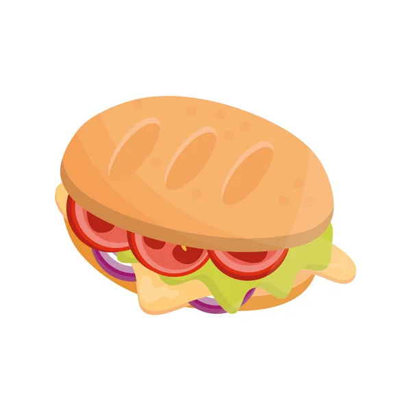 Menu sandwich fresco fast food icona in stile piatto — Vettoriale Stock