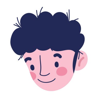 Genç adam karakter çizgi filminde beyaz arkaplanda izole edilmiş bir simge ile karşı karşıya