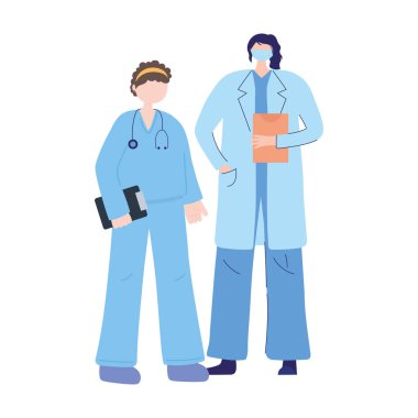 Doktor hemşirelere, kadın hekime ve maskeli hemşireye ve sağlık raporuna teşekkürler.