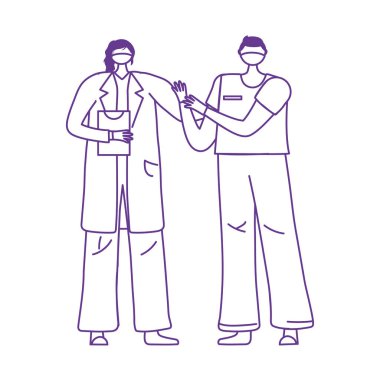 Doktor hemşirelere, kadın doktorlara ve maskeli hemşirelere teşekkürler.