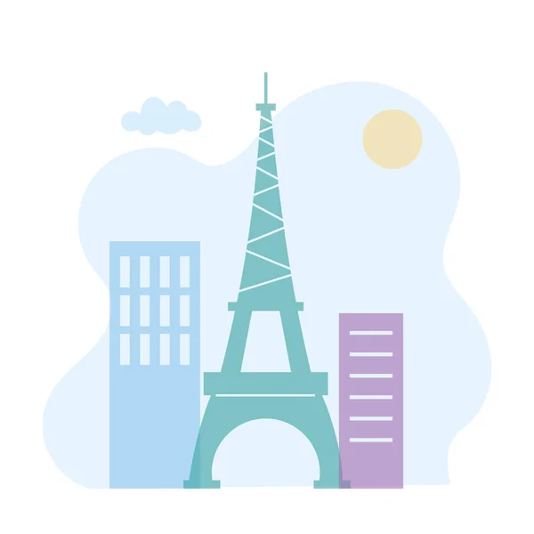 Eiffel tower in paris skyline architecture urban city scene — Stock Vector