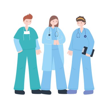 Teşekkürler doktor hemşireler, ekip hekimleri ve hemşire karakterleri.