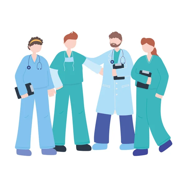 Завдяки лікарям медсестрам, групі лікарів та персонажам медсестер — стоковий вектор