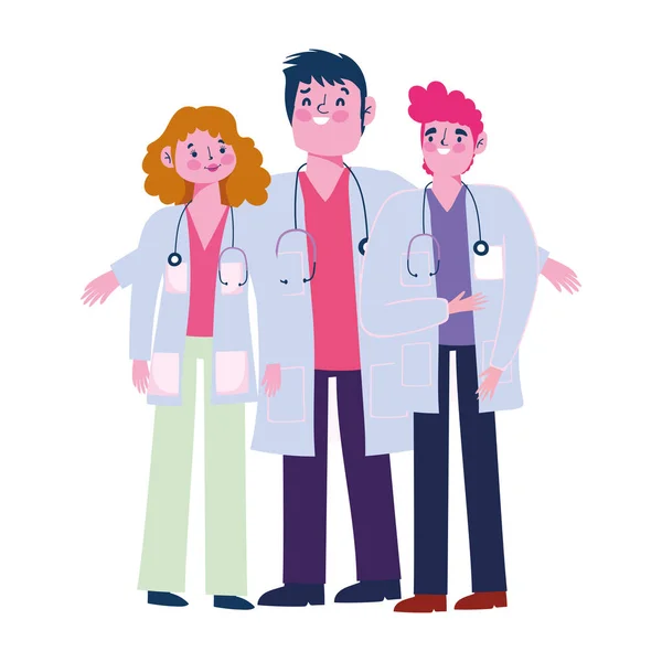 Gracias médicos, médicos especialistas personajes de dibujos animados profesionales — Archivo Imágenes Vectoriales