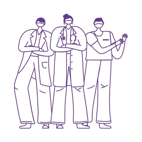 Gracias médicos enfermeras, médicos comunidad personal médico — Vector de stock